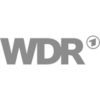 WDR Logo in schwarzweiß auf transparentem Hintergrund.