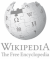 wikipedia Logo in schwarzweiß auf transparentem Hintergrund.