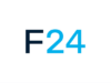 F24 Logo in schwarz und hellblau auf weißem Hintergrund.