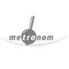 metronom Logo in schwarzweiß auf weißem Hintergrund.